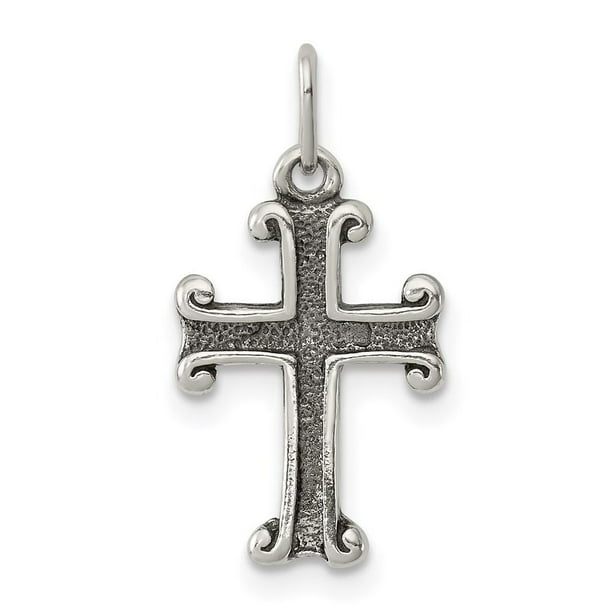 .925 Sterling Silver Antiqued Latin Cross Charm Pendant 